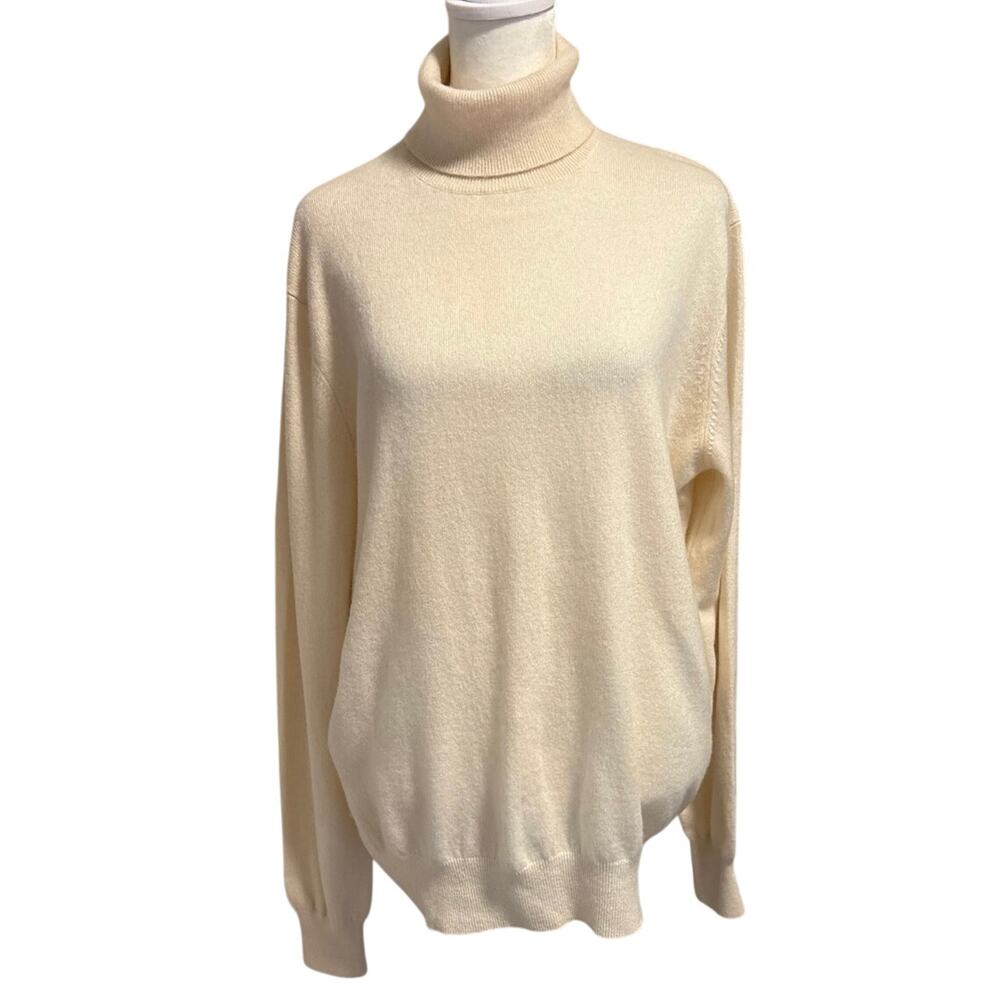 State Cashmere Size L Turtleneck Sweater Cream Quiet Luxury